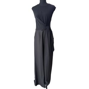 New York and Co Wide Leg Jumpsuit Romper Women M Black Minimalist Career Party